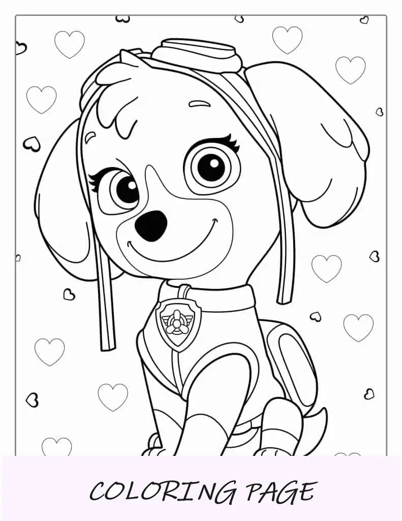 Semplice foglio da colorare del cielo di Paw Patrol