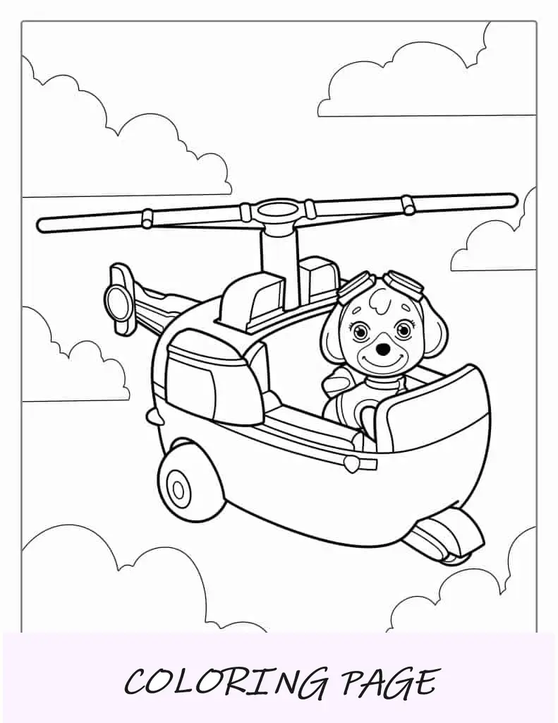 Skye in elicottero da Paw Patrol a colori