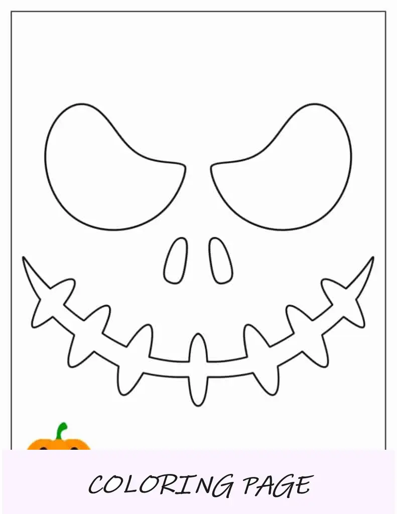 Estêncil de abóbora Jack-O-Lantern com presas assustadoras