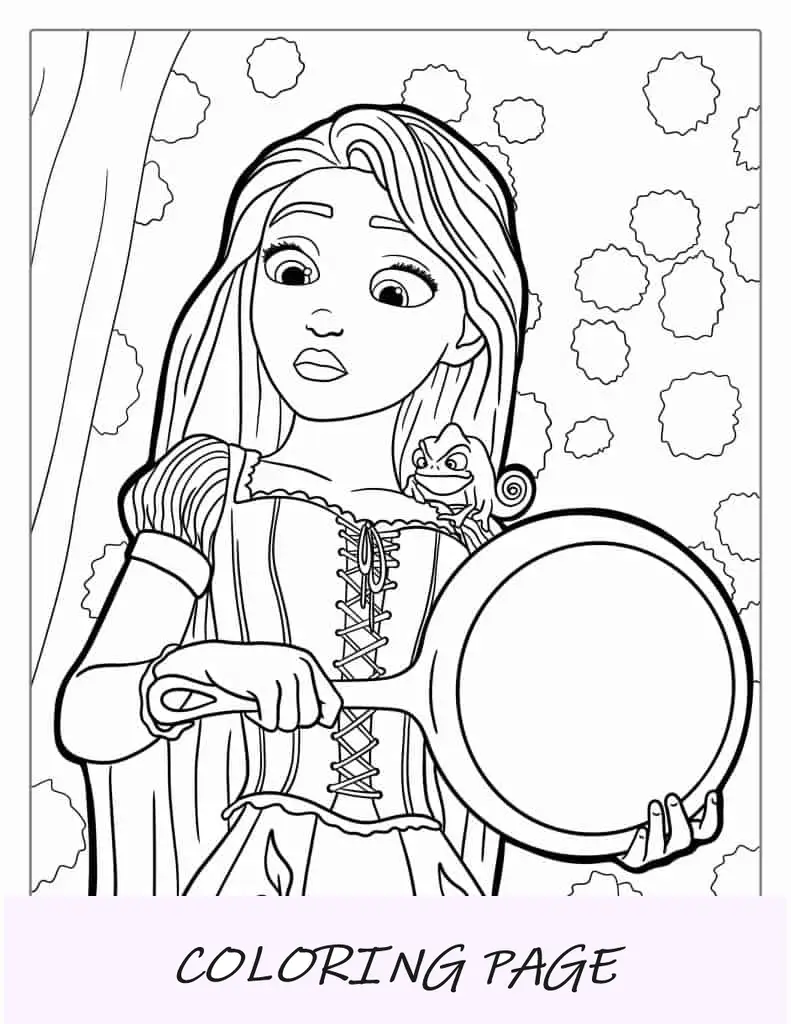 Rapunzel Sosteniendo Pan Con Pascal Para Colorear