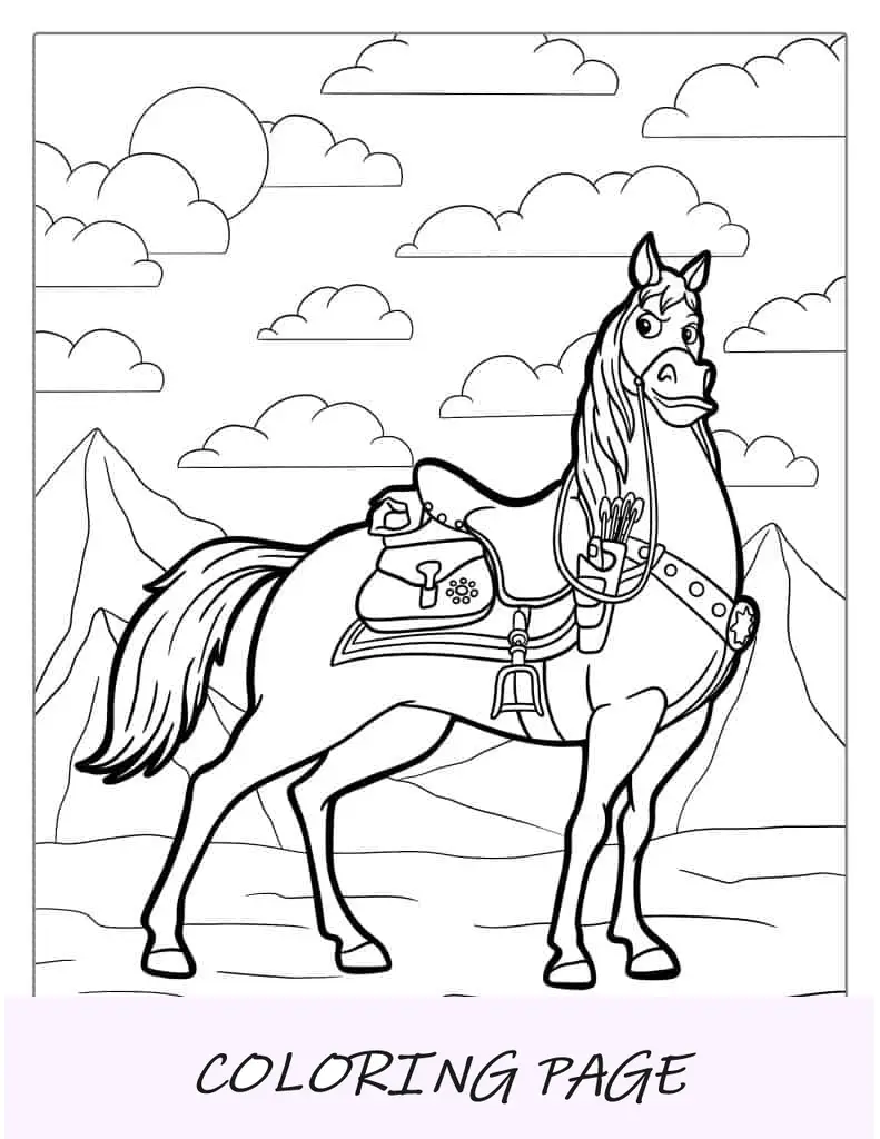 Hoja para colorear de Maximus el caballo de Enredados