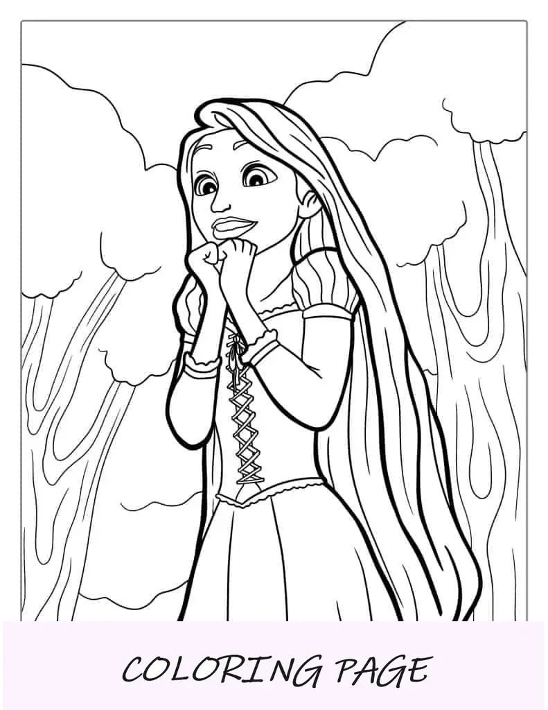 Página para colorear fácil de Rapunzel