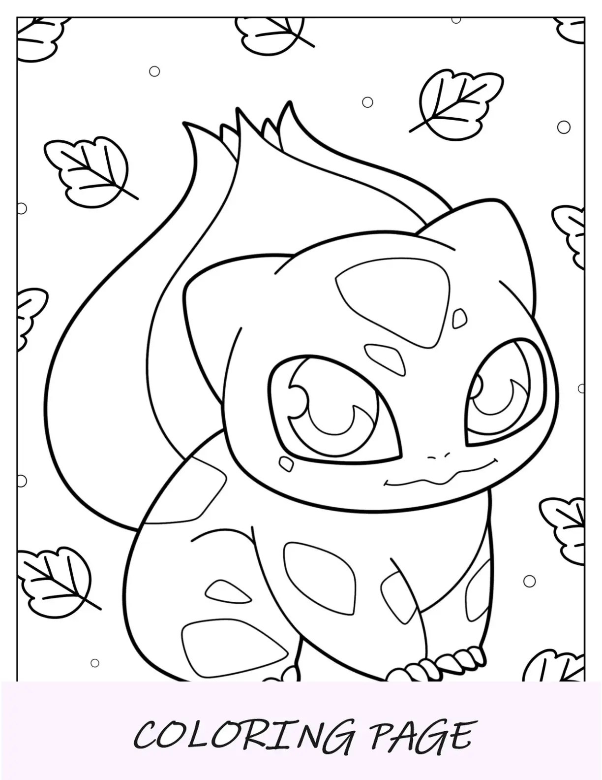 Pagina da colorare di Bulbasaur in stile anime