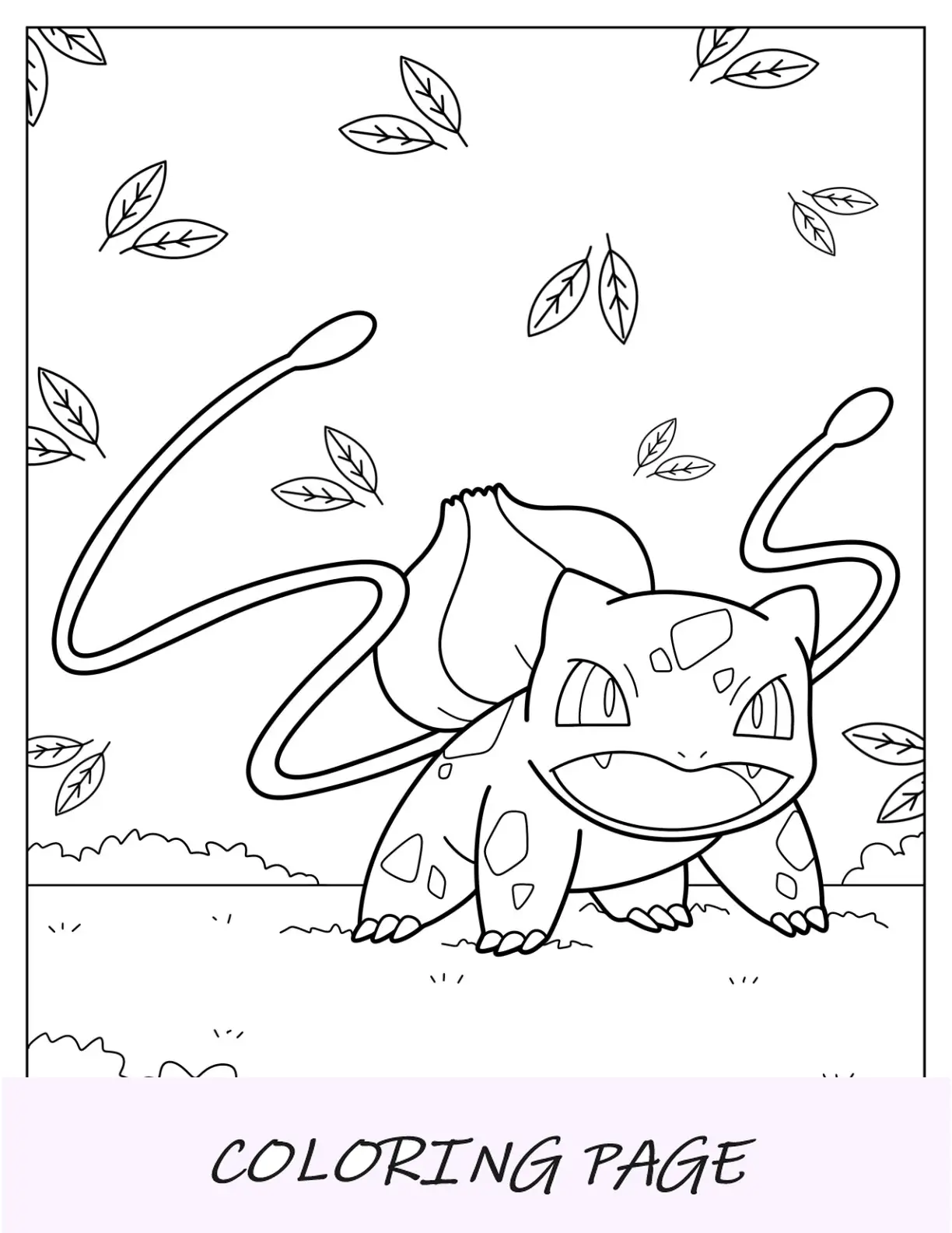 Pagina da colorare di Bulbasaur in modalità battaglia