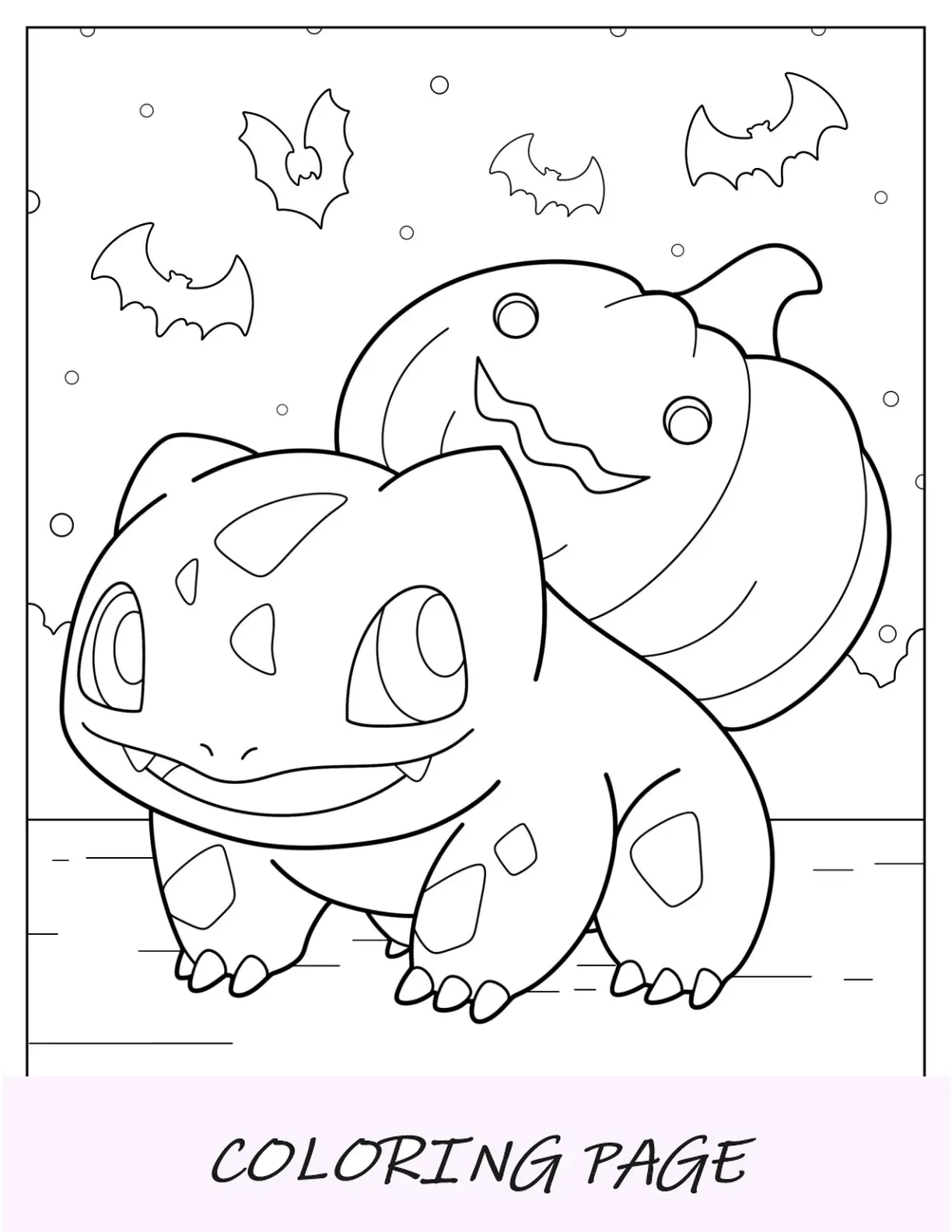 Bulbasaur da colorare con Jack O'Lantern ad Halloween