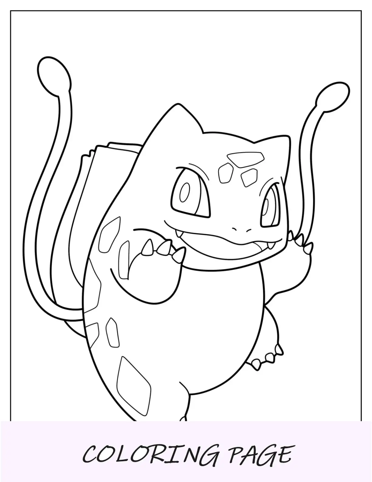 Pagina da colorare facile di Bulbasaur per bambini in età prescolare