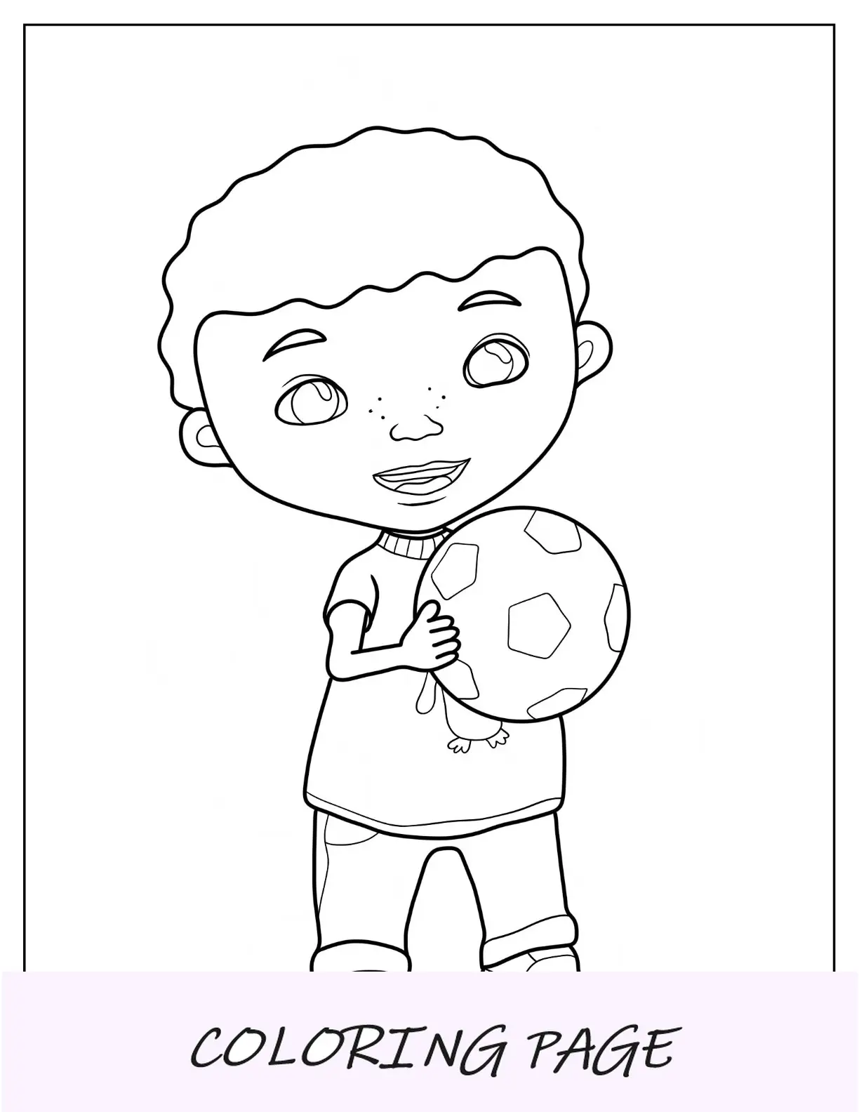 Doc McStuffins Malseite von Donny McStuffins, der einen Fußball hält