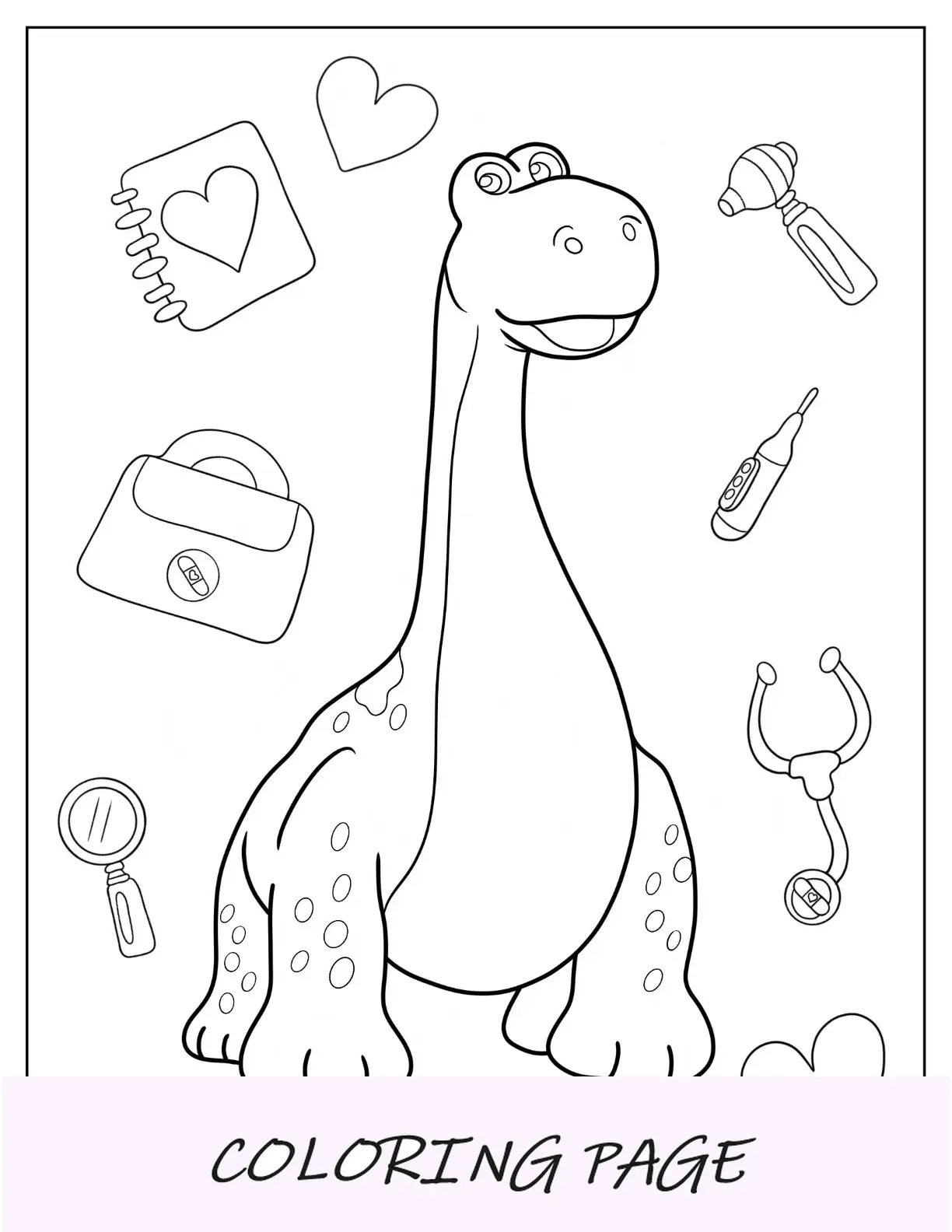 Doc McStuffins Malvorlage von Bronty, dem Dinosaurier