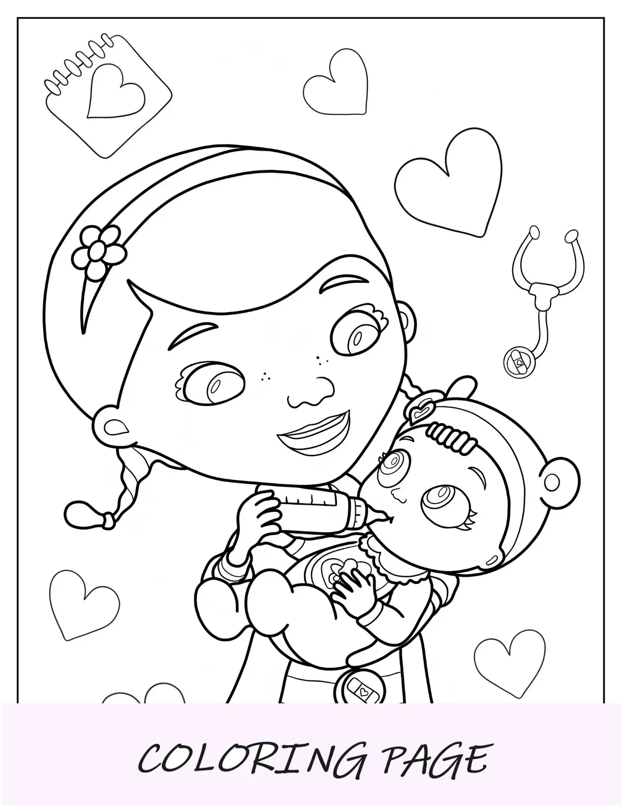 Doc McStuffins Malvorlage von Cece McStuffings beim Füttern