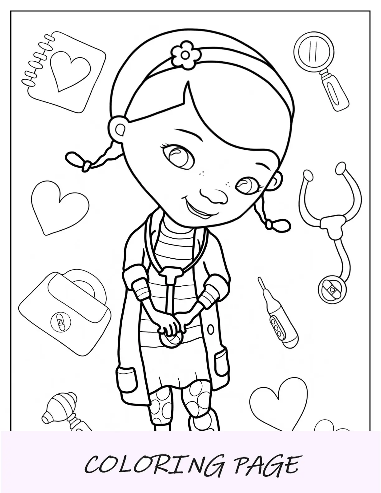 Kawaii Doc McStuffins Malvorlage mit Stethoskop