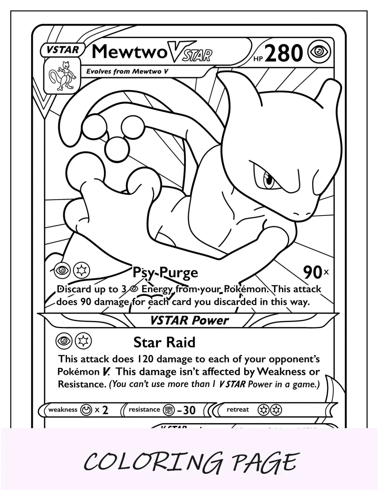 Pagina da colorare di Mewtwo in battaglia