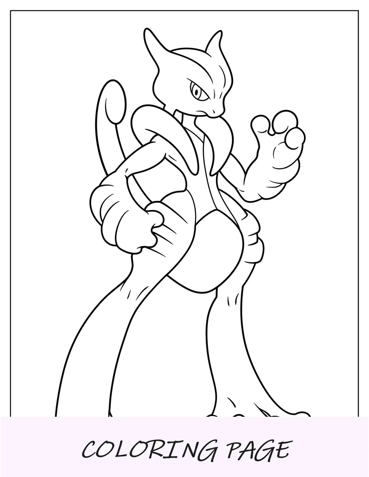Pagina da colorare Pokemon leggendario Mewtwo