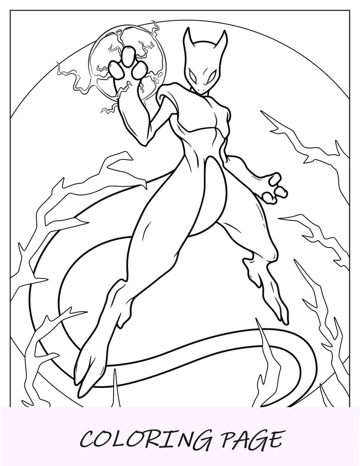 Chibi Mewtwo Pagina da colorare per bambini in età prescolare