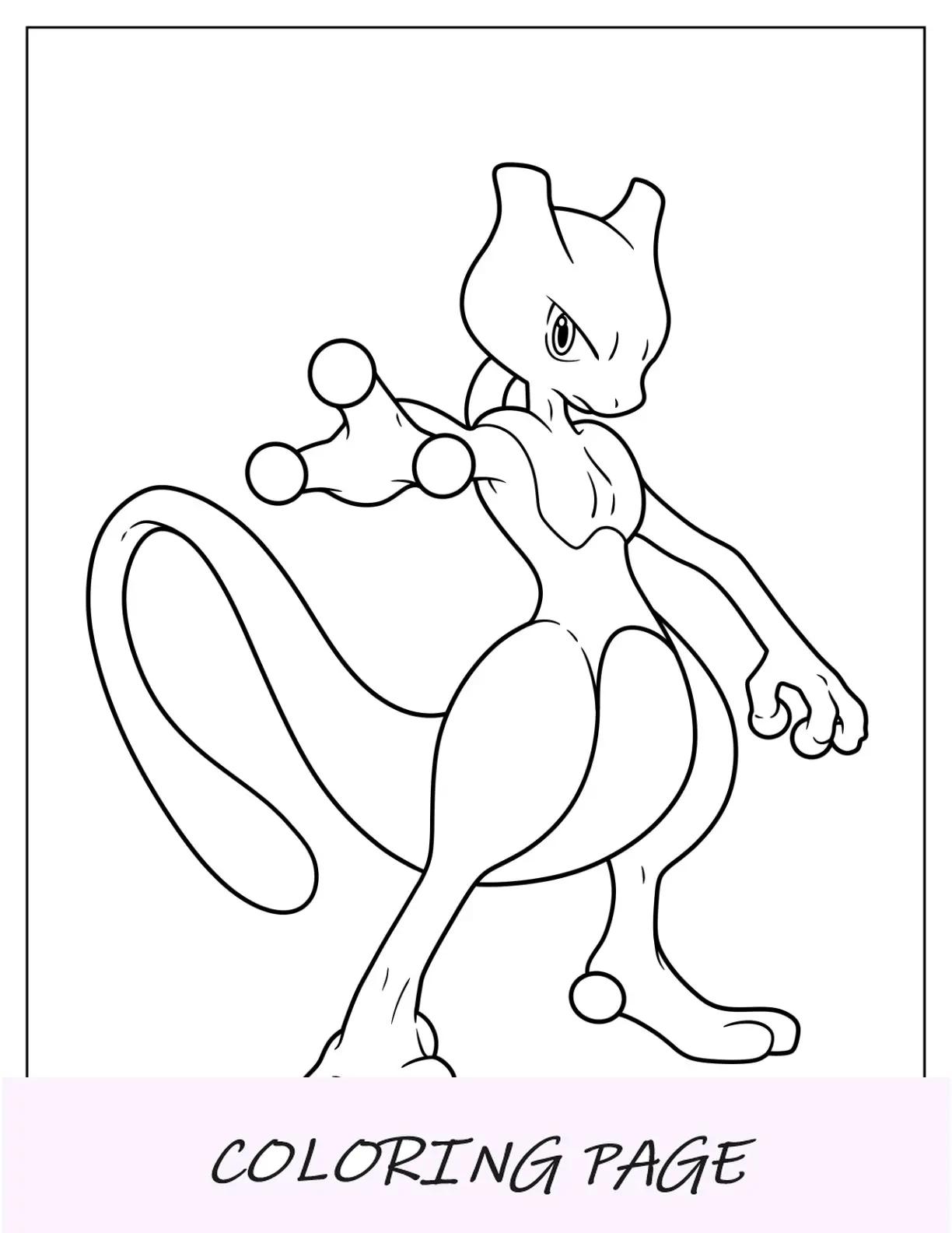 Pagina da colorare Kawaii Mewtwo per bambini in età prescolare