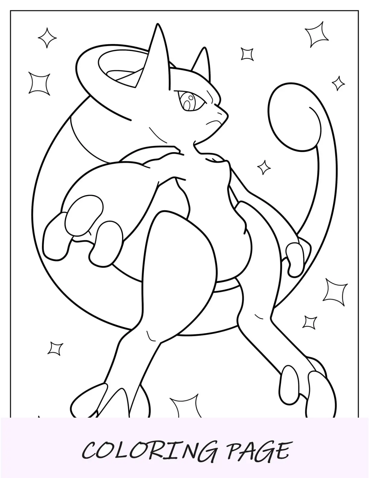 Pagina da colorare di Shadwo Mega Mewtwo X