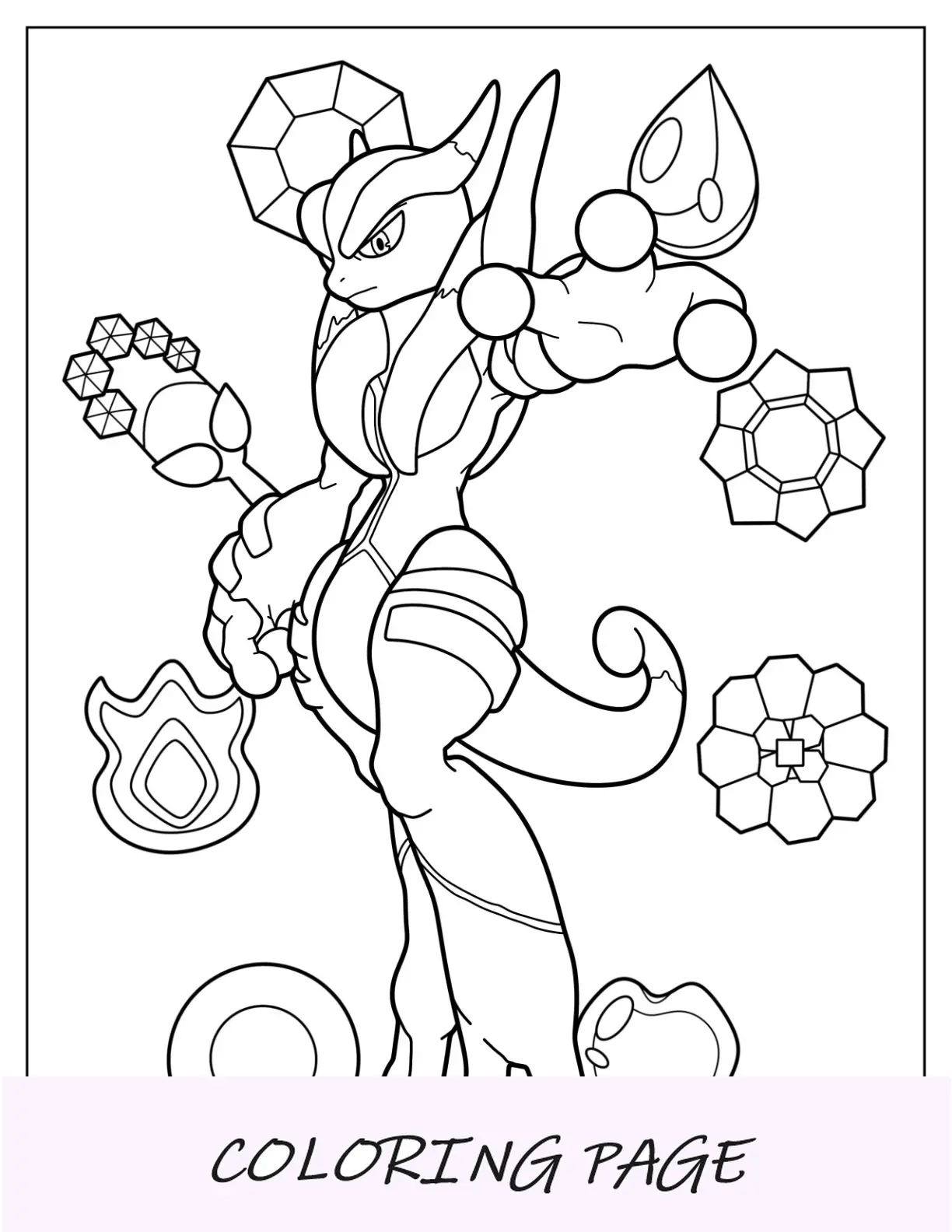 Pagina da colorare psichica di Mewtwo per bambini
