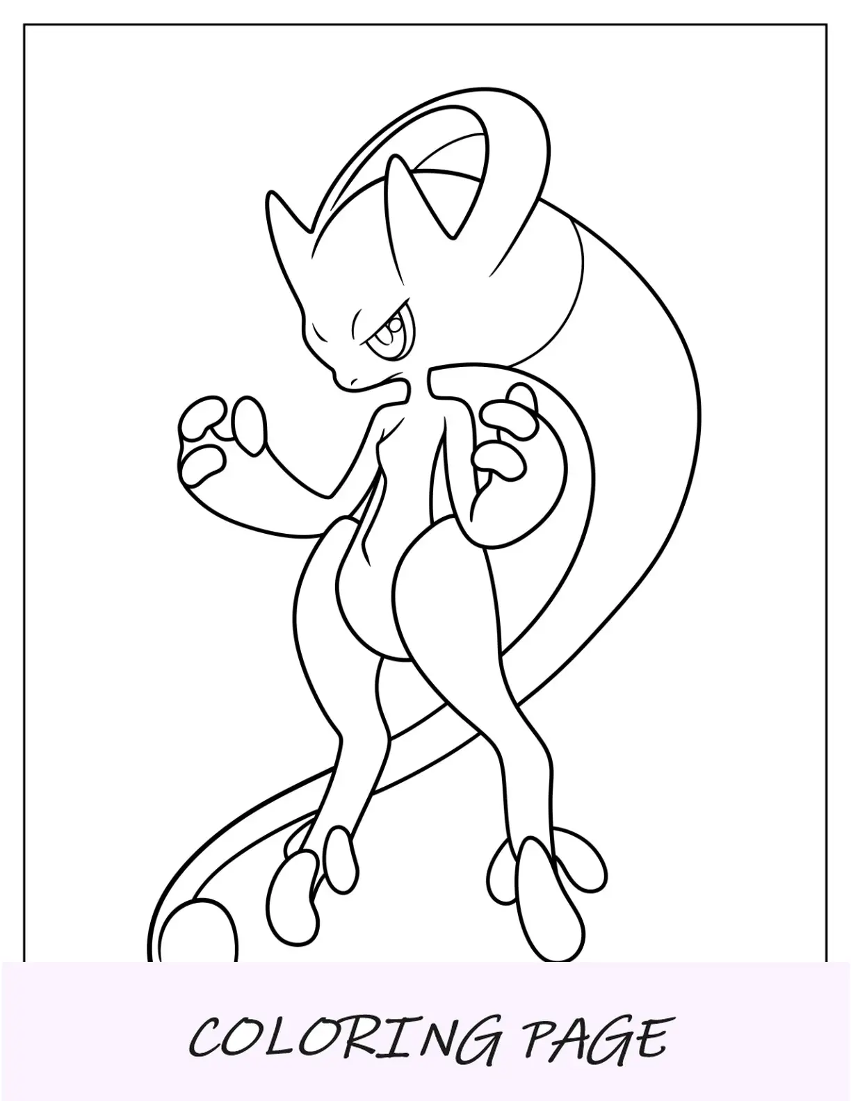 Potente pagina da colorare di Mewtwo