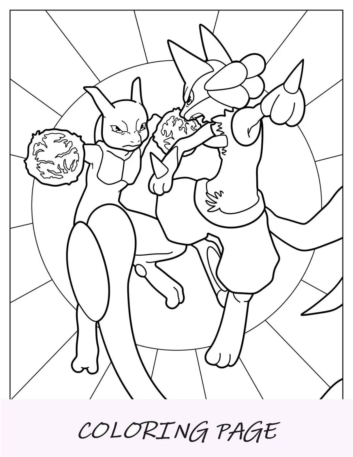 Mewtwo da colorare Pagina Pokemon Card Star Raid Attack