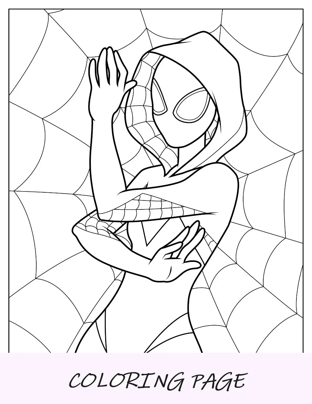 Página para colorear fácil de Spider Gwen para niños