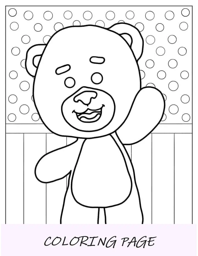 Esboço fácil de um ursinho de pelúcia para colorir