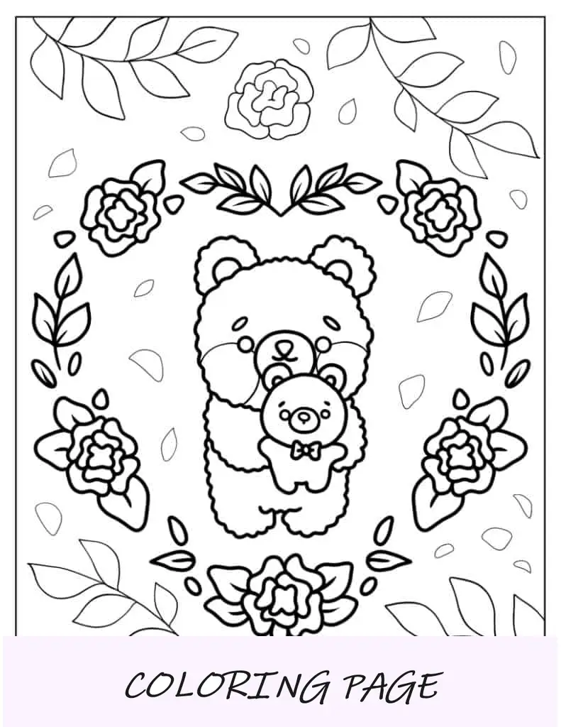 Ursinho de pelúcia Kawaii fofo para colorir