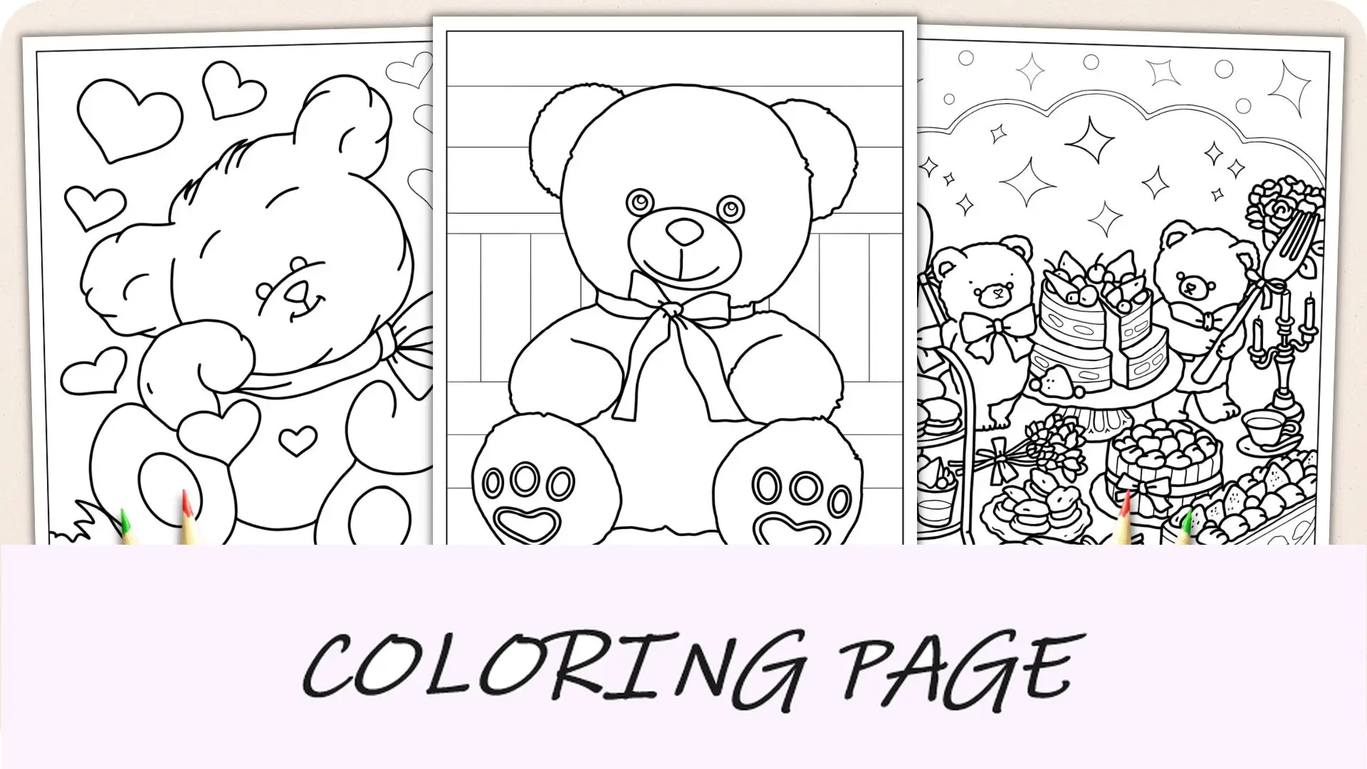 Imagem em destaque da página para colorir do ursinho de pelúcia