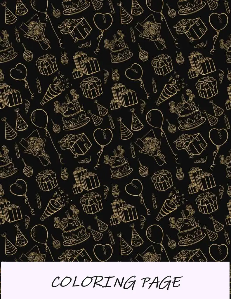 Papel de embrulho de aniversário preto e dourado