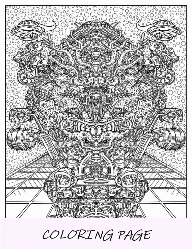 Página para colorear psicodélico grunge