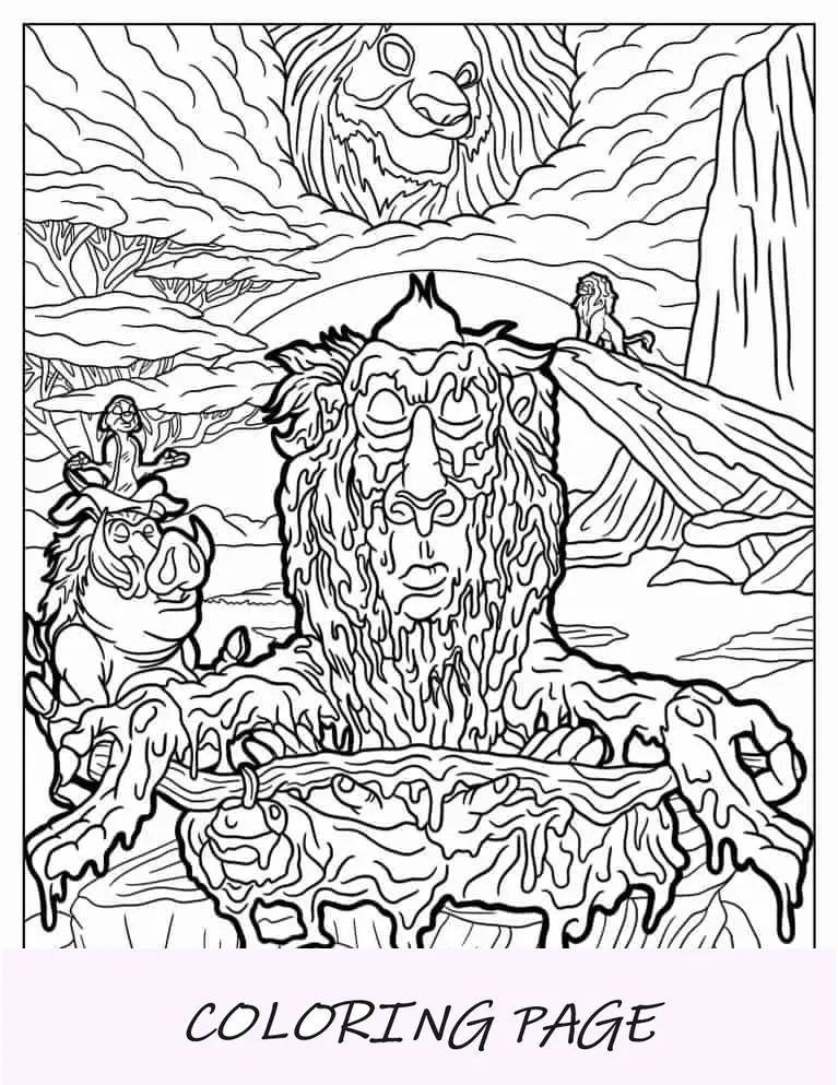 Dibujo para colorear Trippy del Rey León de Disney