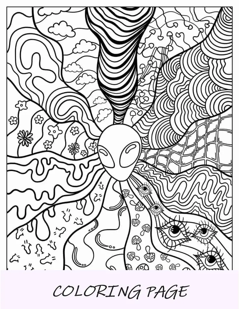 Zentangle cósmico y trippy con extraterrestre