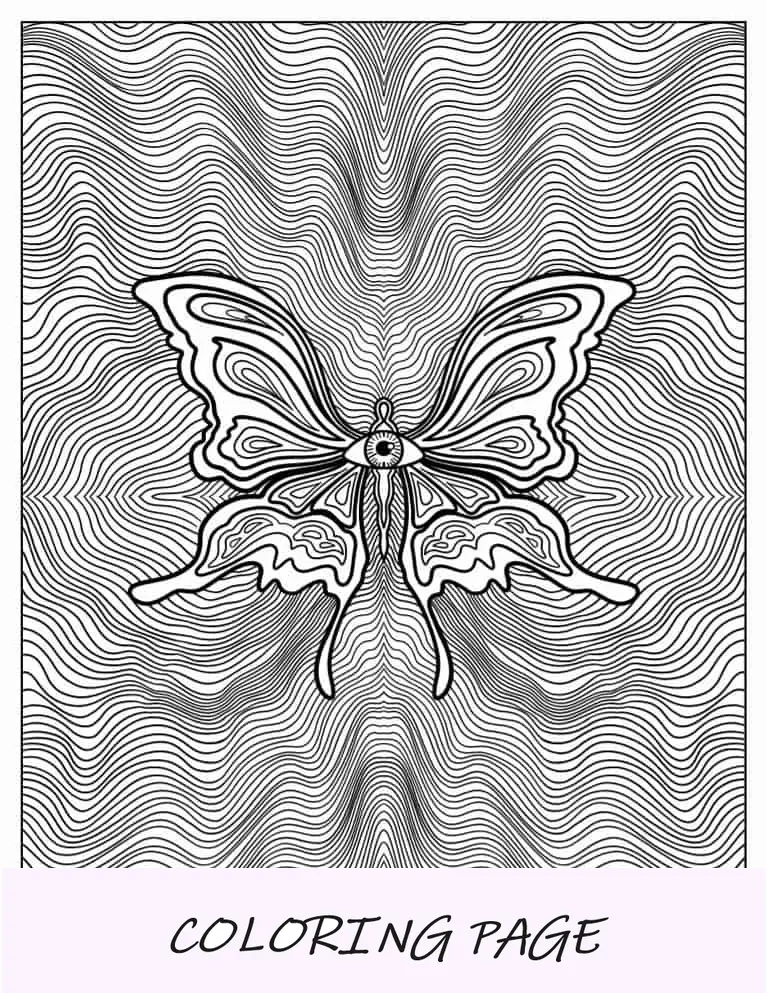 Hoja para colorear de mariposa trascendente