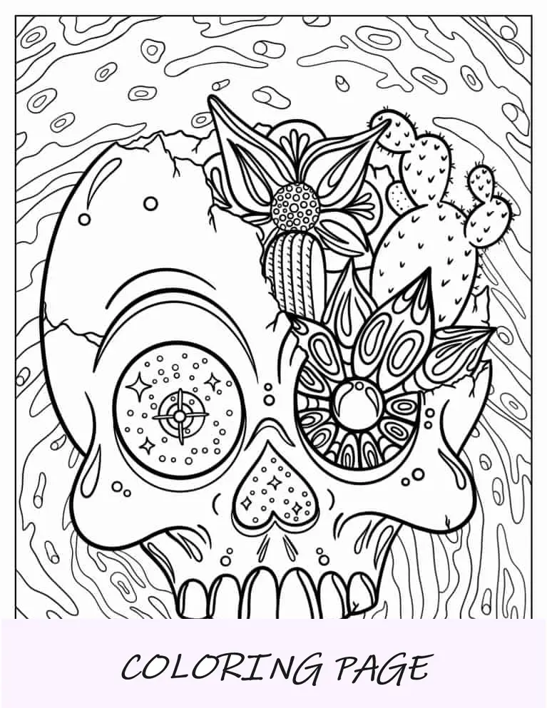 Calavera trippy y cósmica