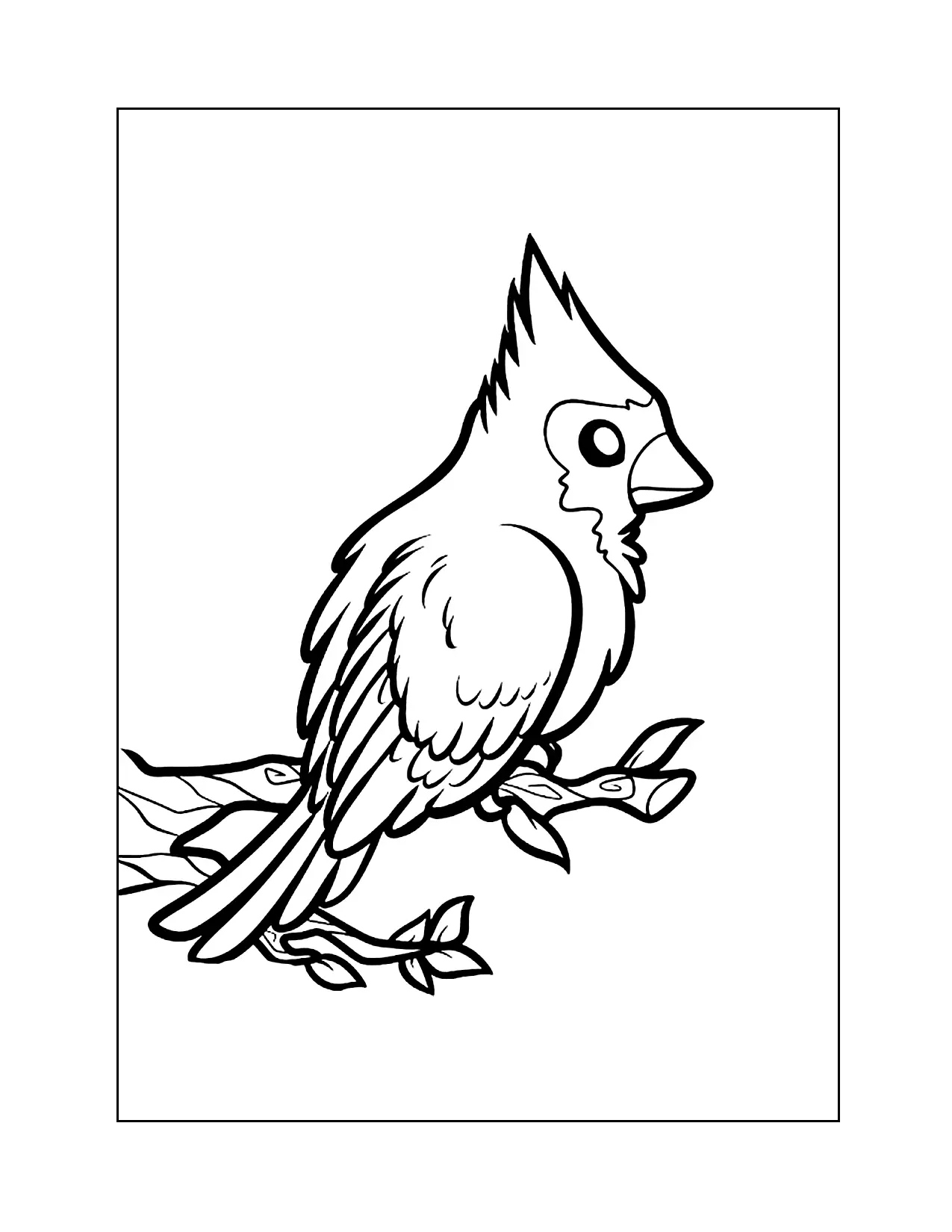 Cardinal Bird On Perch Coloring Page