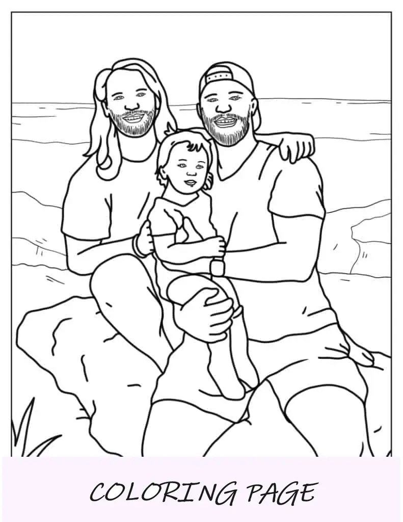 Família de casal gay para colorir