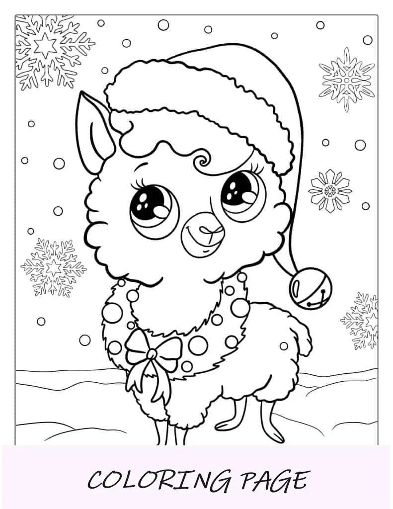 Página para colorir de lhama Kawaii fofo