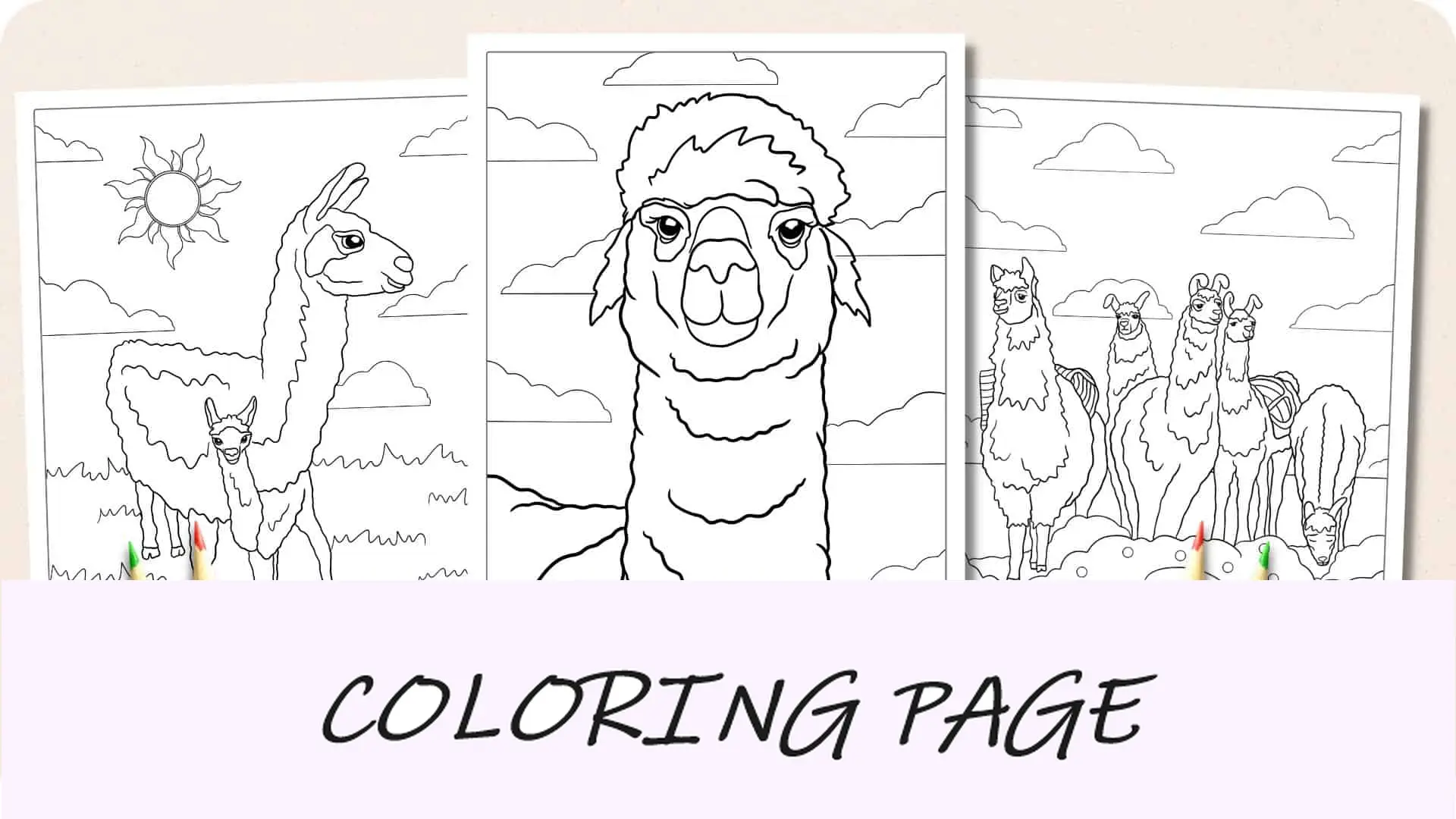 Imagem em destaque de páginas para colorir de lhama