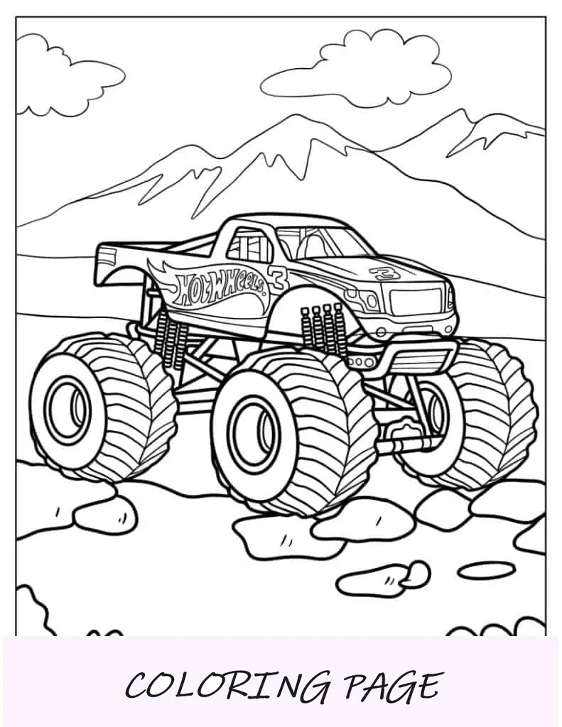 Camión monstruo de Hot Wheels para colorear