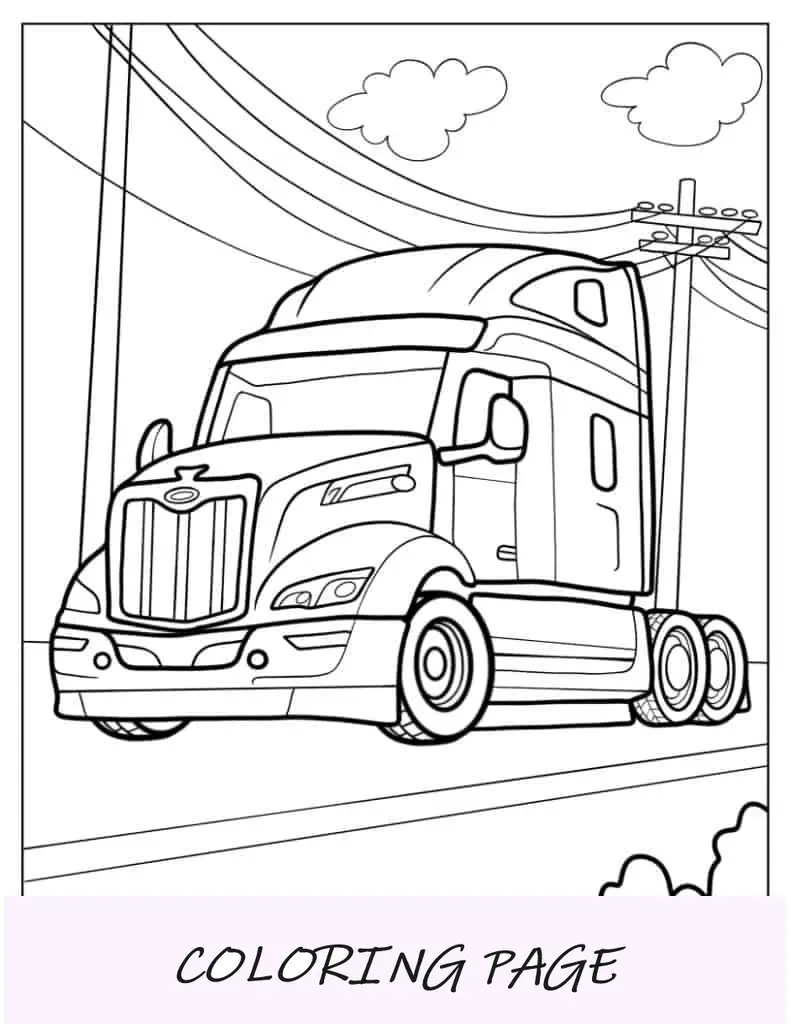 Semirremolque moderno para colorear