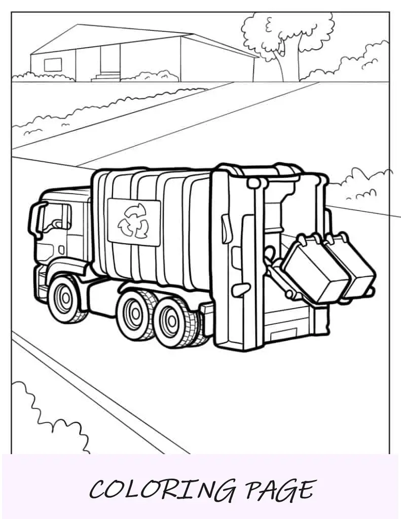 Reciclaje De Camión De Basura Para Colorear