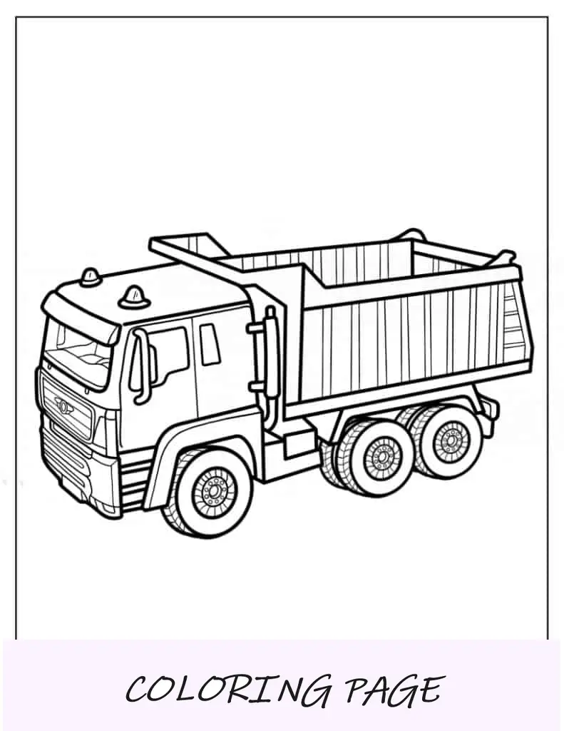 Dibujo para colorear de un camión volquete