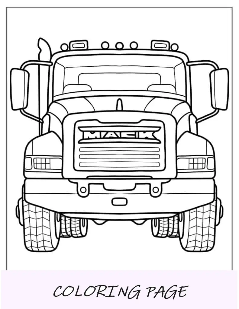 Camión MACK de frente para colorear