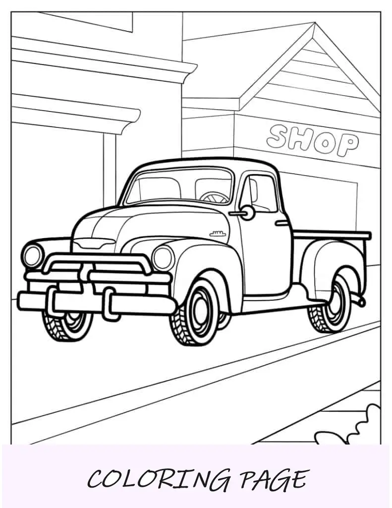 Camioneta estilo antiguo de los años 60 para colorear