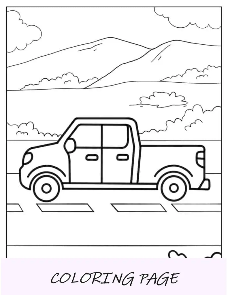 Camioneta Pick Up fácil de colorear para colorear