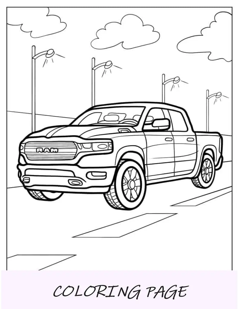 Camión RAM Página para colorear
