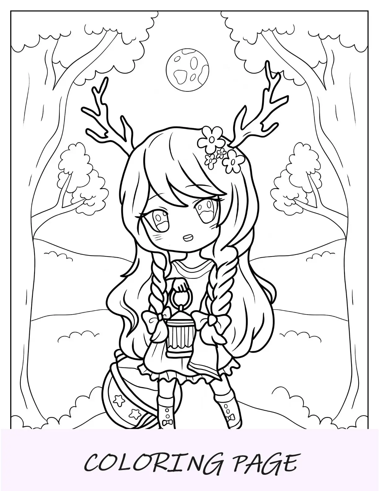 Página para colorear de Chibi de niña gato llorando con gafas y helado derramado