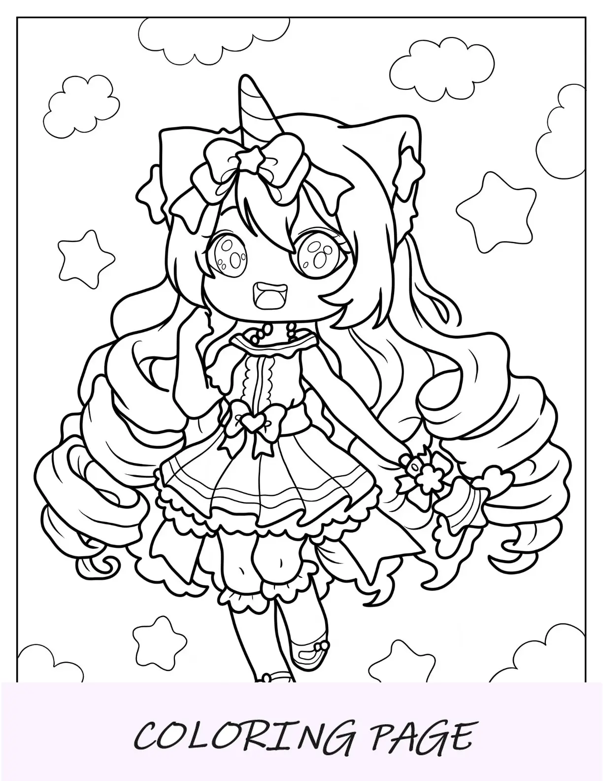 Página para colorear de Chibi fácil de niña con sombrero de pulpo