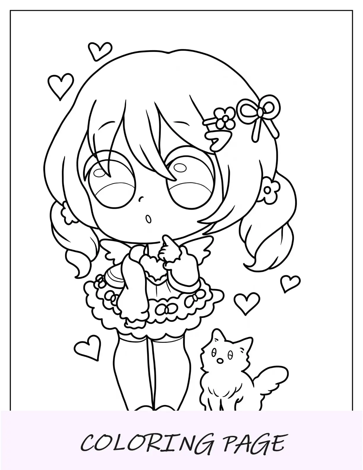 Página para colorear de Chibi del niño viajero