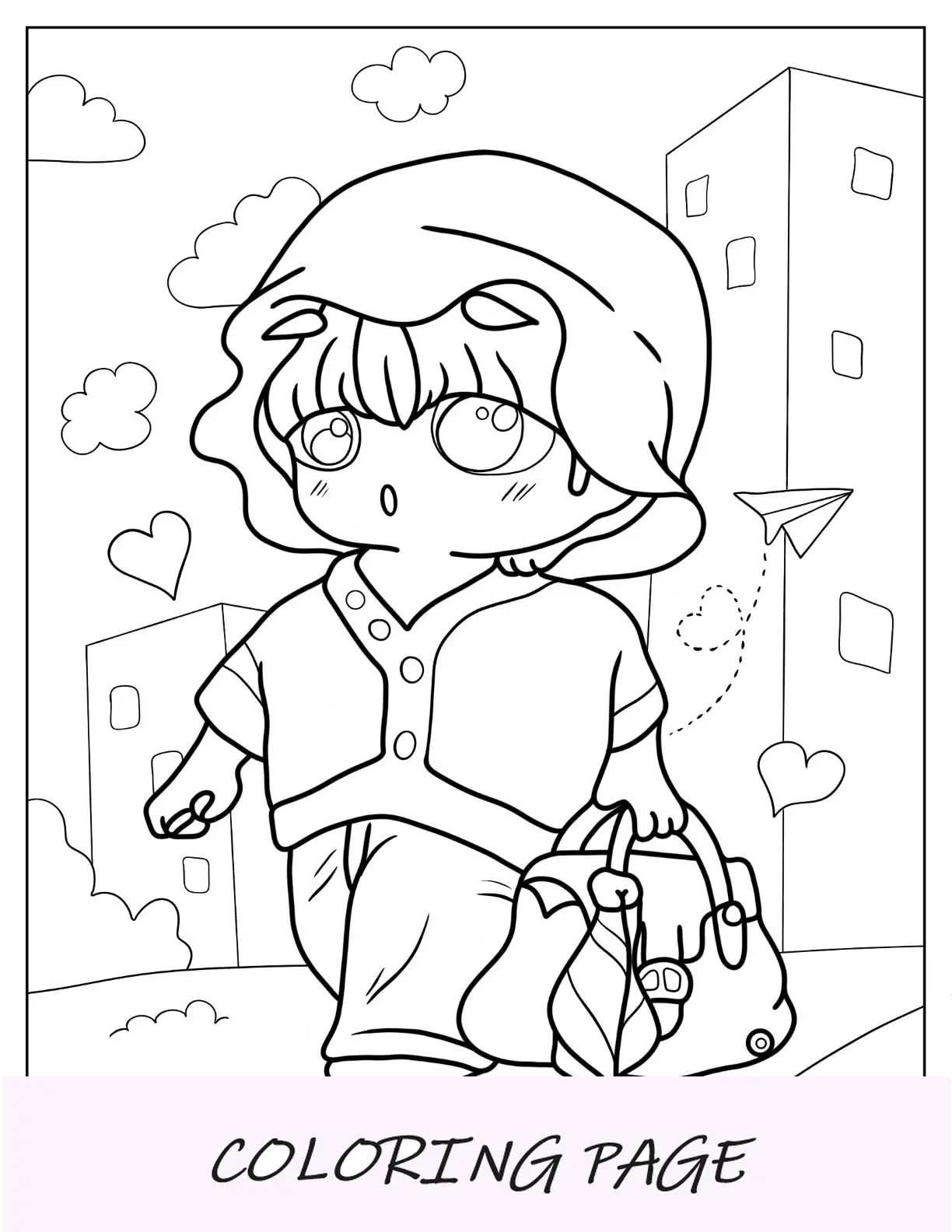 Página para colorear de Chibi de Seiko Poptaku