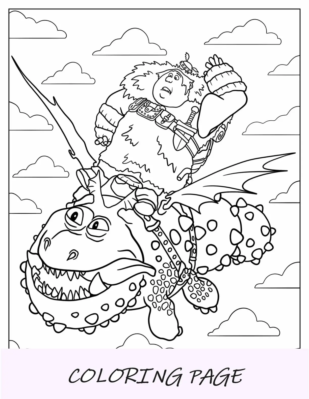 Come addestrare il tuo drago Pagina da colorare di Gambedipesce che cavalcano Polmone