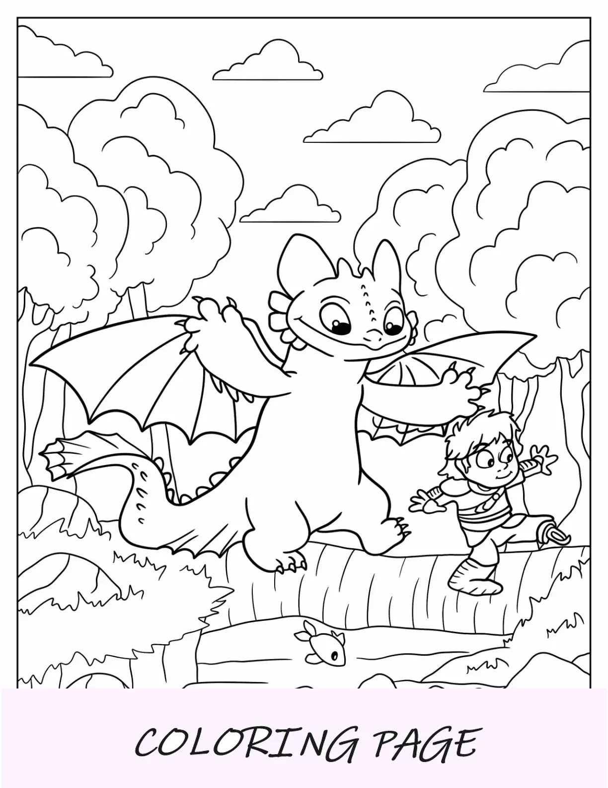 Come addestrare il tuo drago Pagina da colorare di bambino sdentato con singhiozzo per bambini